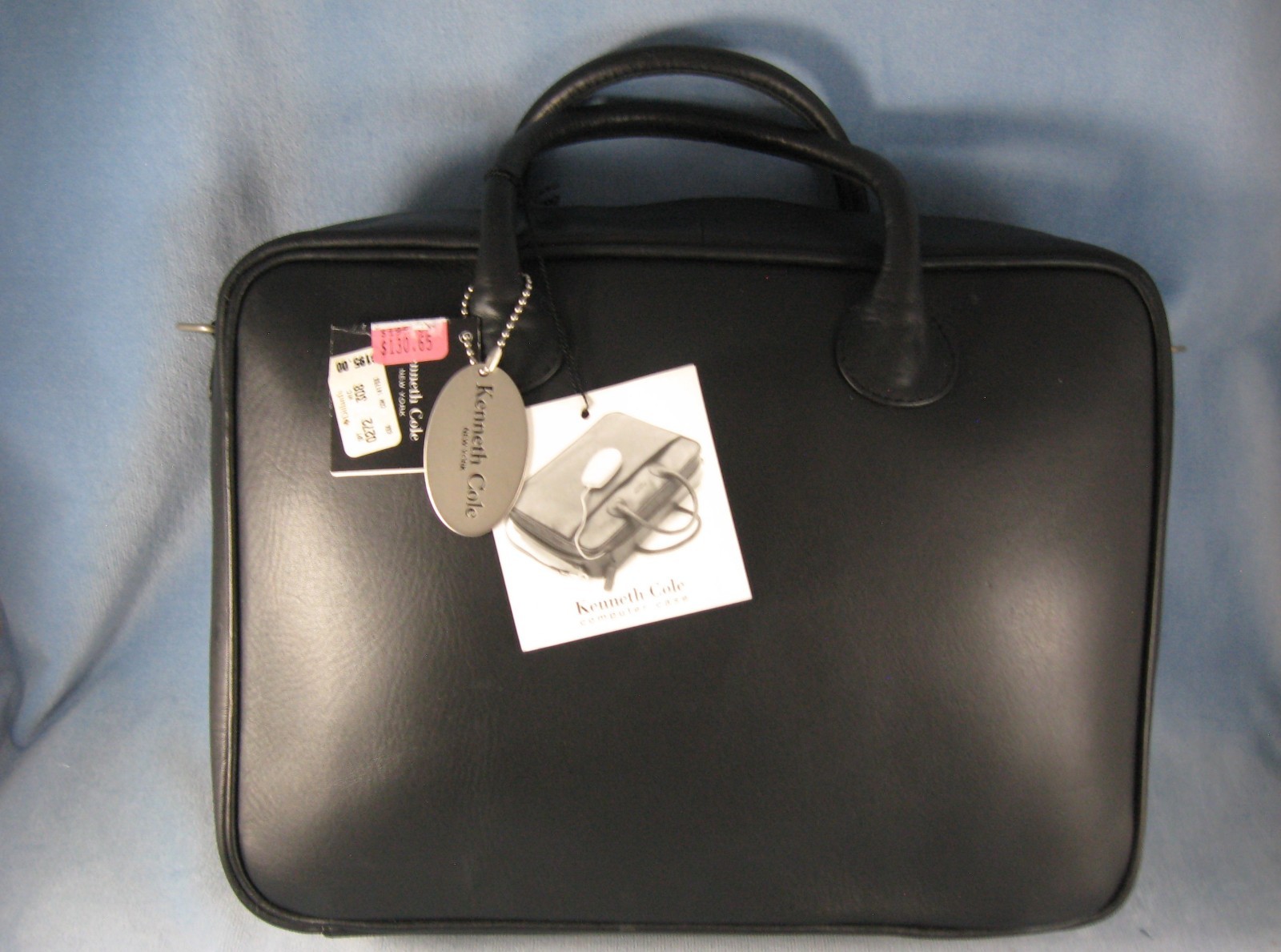 ^NWT Kenneth Cole Laptop/Computer Case-Padded- Leather-Black-Shoulder Strap   n