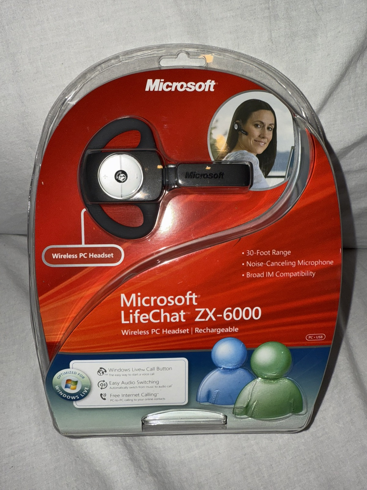 Microsoft LifeChat ZX-6000 Wireless PC Headset Rechargable NEW