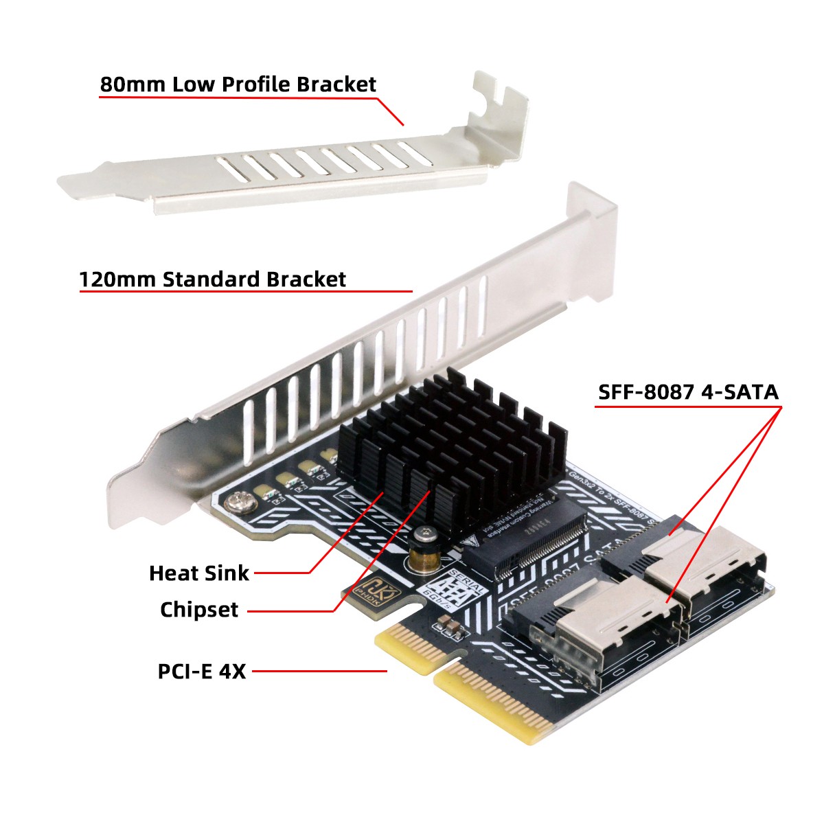 PCI‑Express 3.0 X4 SATA Expansion Adapter Card Expand UP to 8 SATA 3.0 6Gbps SSD