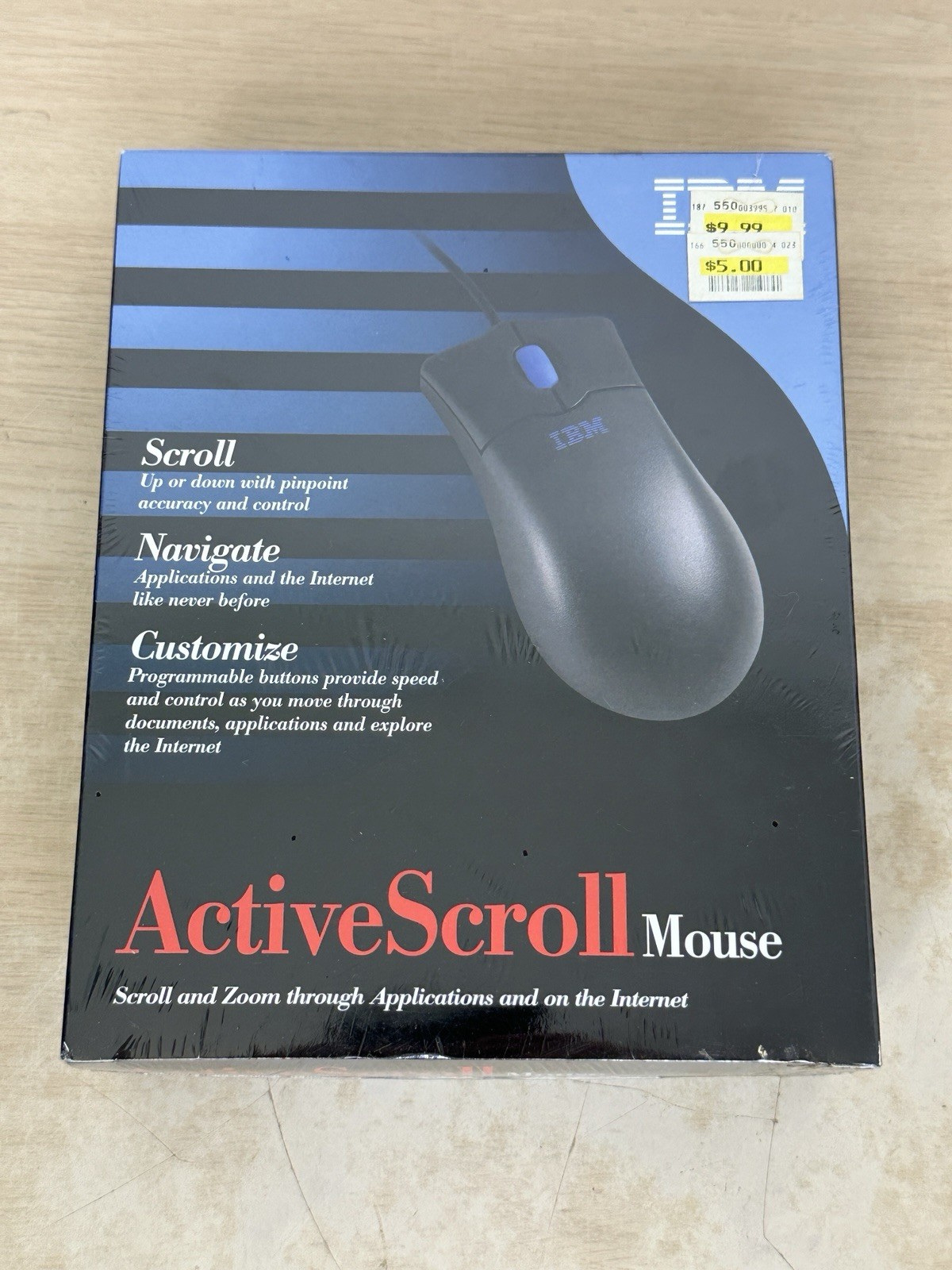 Vintage 2000 IBM Active Scroll PS/2 Computer Mouse - Black #09N5511 - NEW SEALED