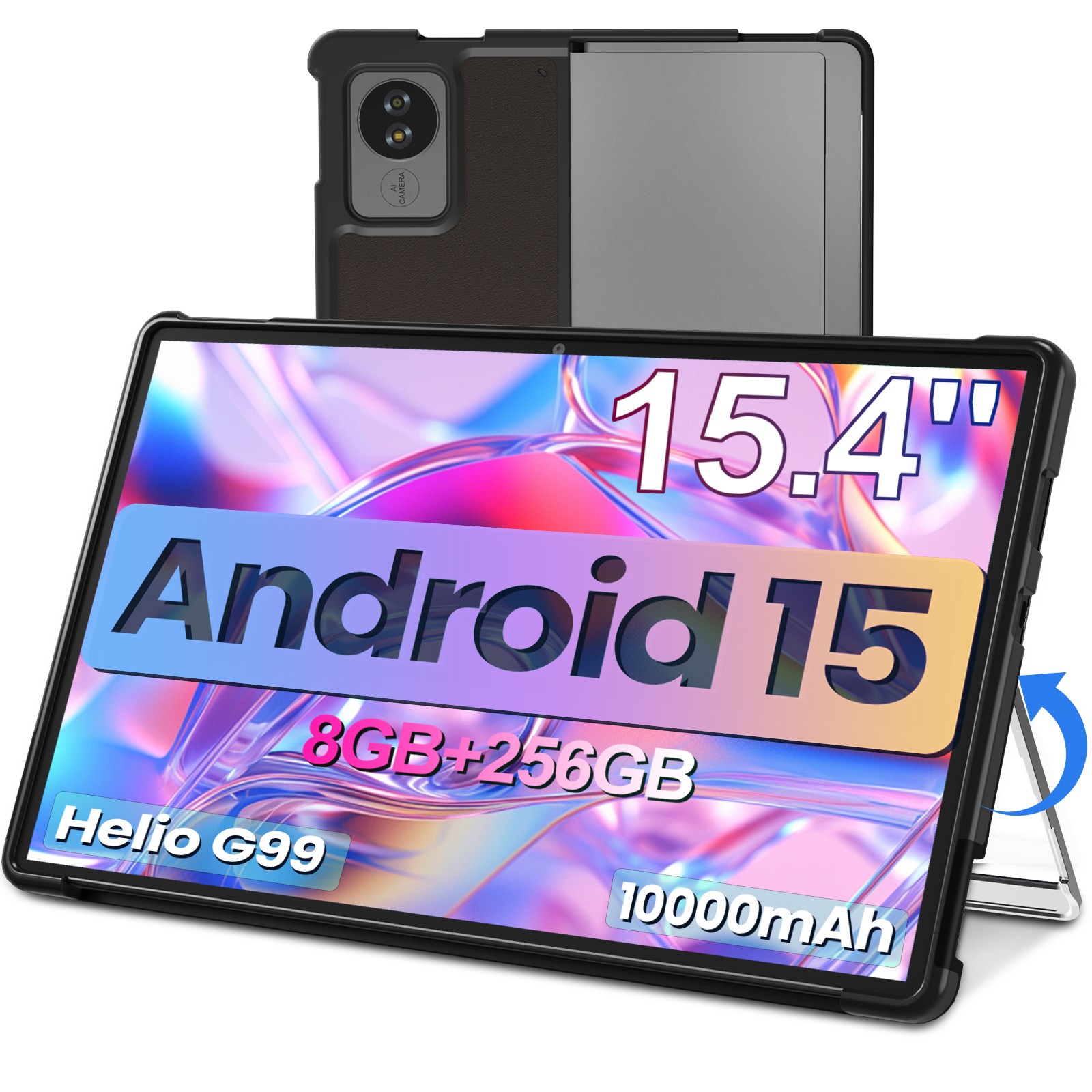 2025 NEW 15.4" Android 15 Tablet 10000mAh 8GB RAM 256GB ROM 4G LTE Metal Body
