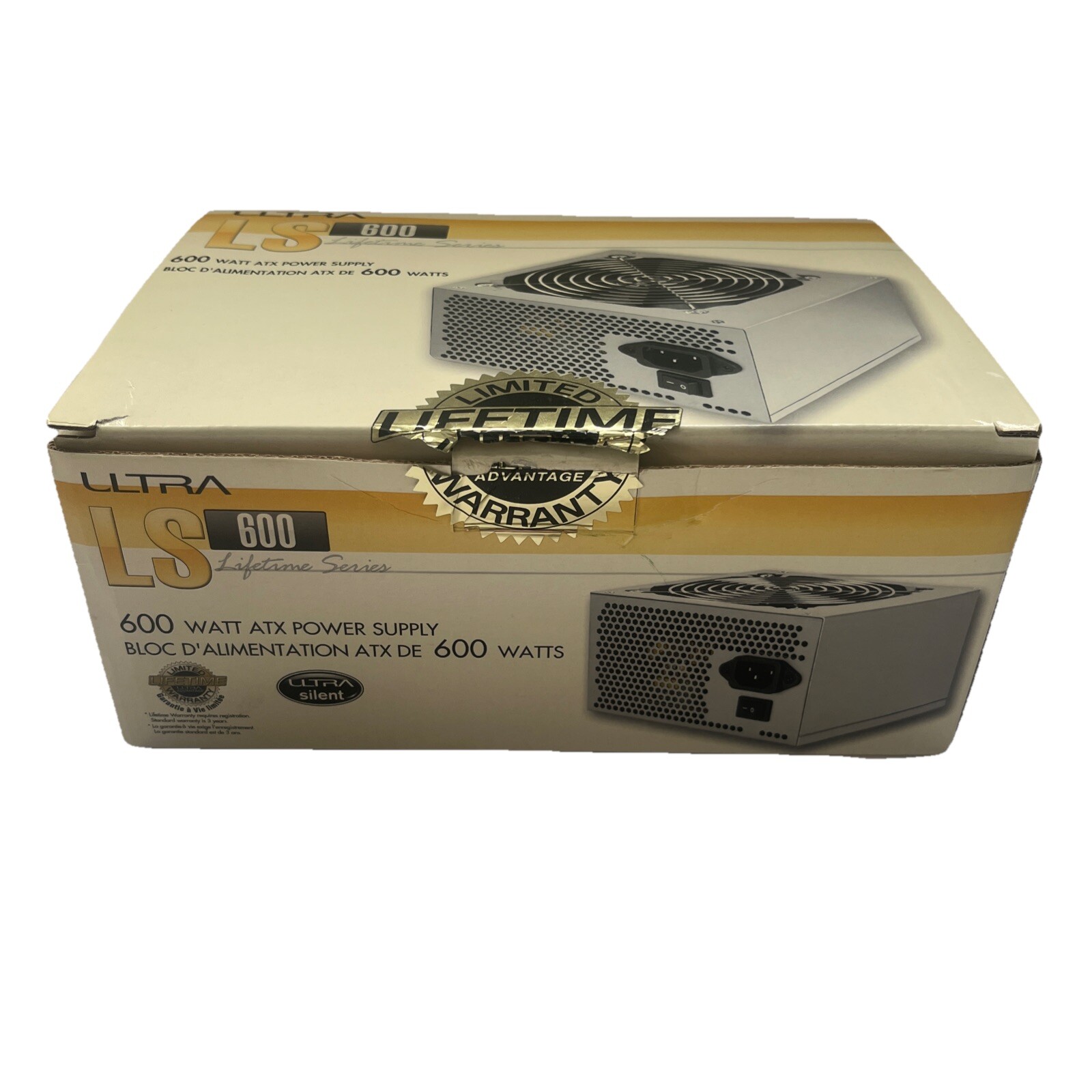 Ultra LS-600 ATX Computer Power Supply 600 Watt Lifetime Series Open Box New
