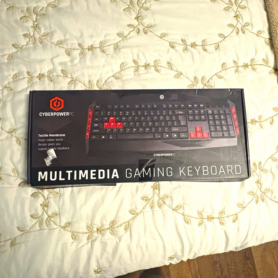 CyberPowerPC Multimedia Gaming Keyboard Wired USB Illuminated Black/Red QWERTY
