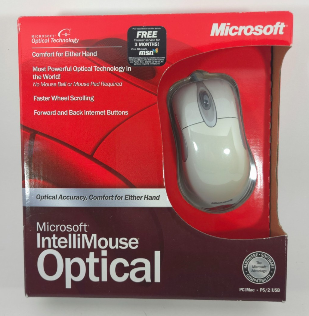 NEW Microsoft IntelliMouse Optical USB PS/2 - 5 Button Mouse Sealed New Retail