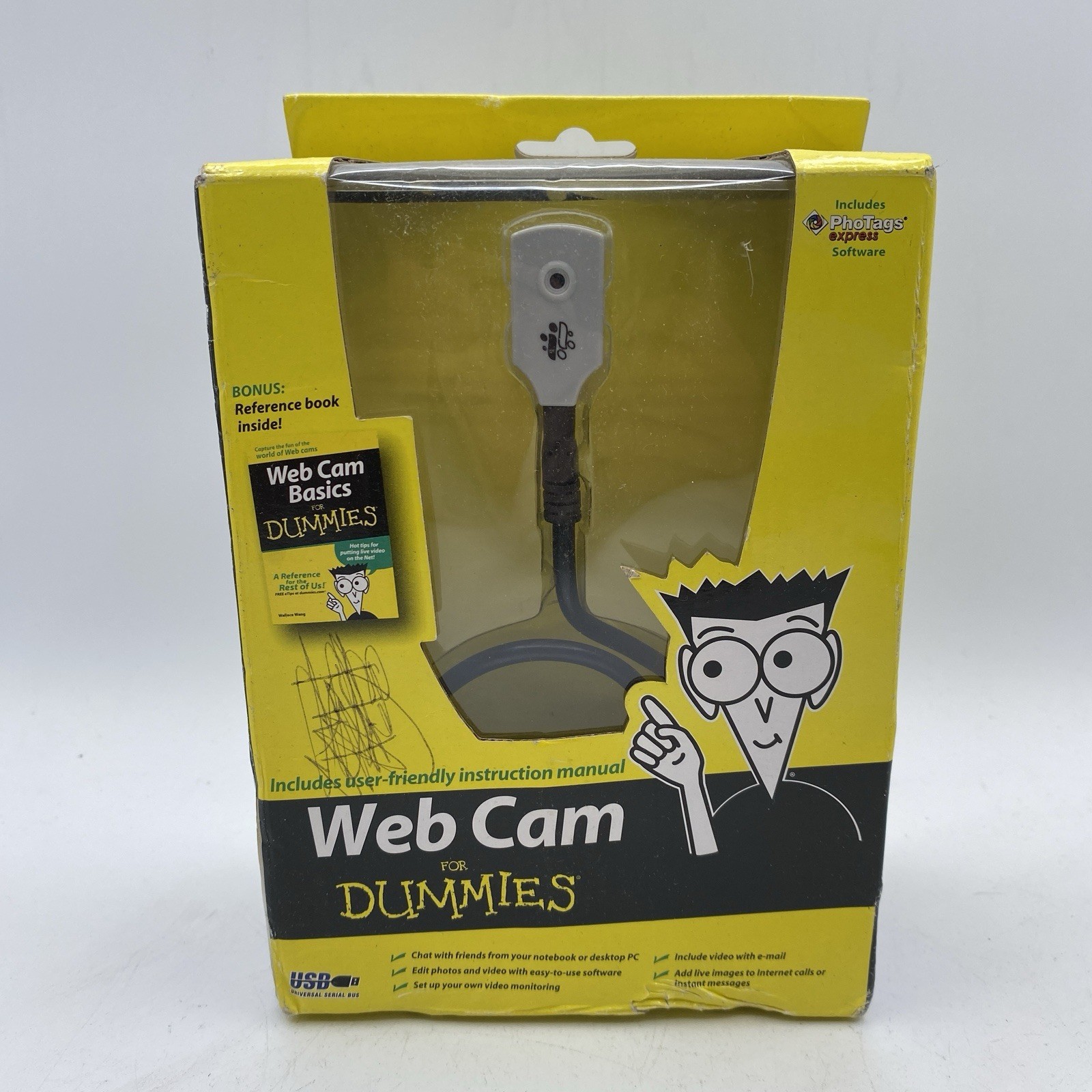 iConcepts Web Cam for Dummies USB Webcam Kit PhoTags Express Software Open Box