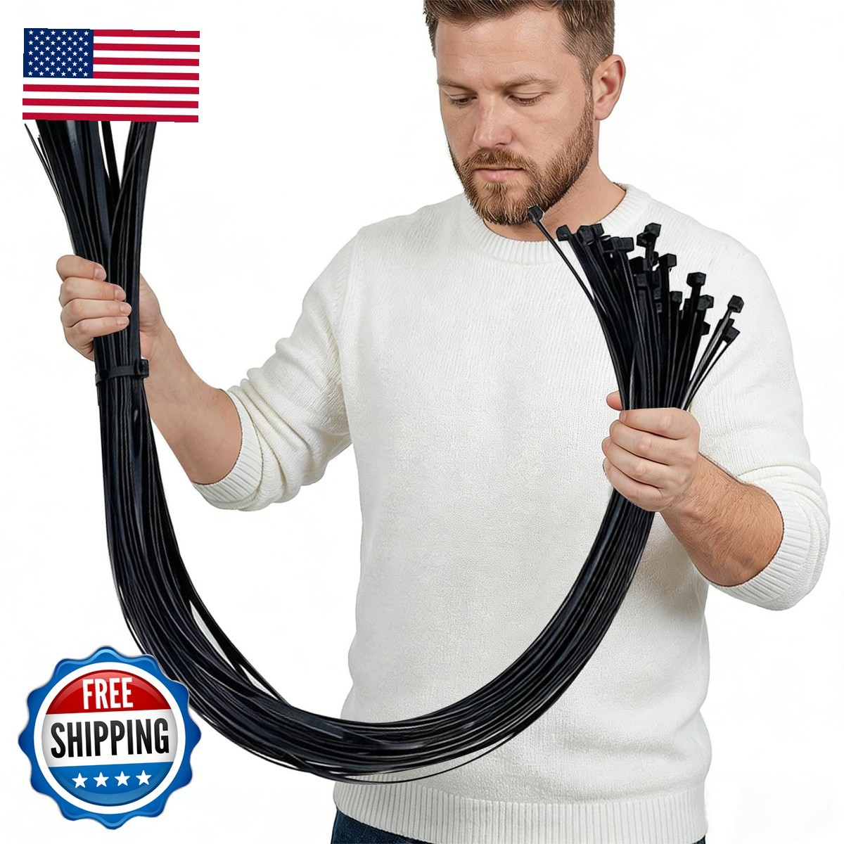 NORJIN 50 Pcs 48 Inch Extra Long Heavy Duty Zip Ties 175 lbs Self Locking UV
