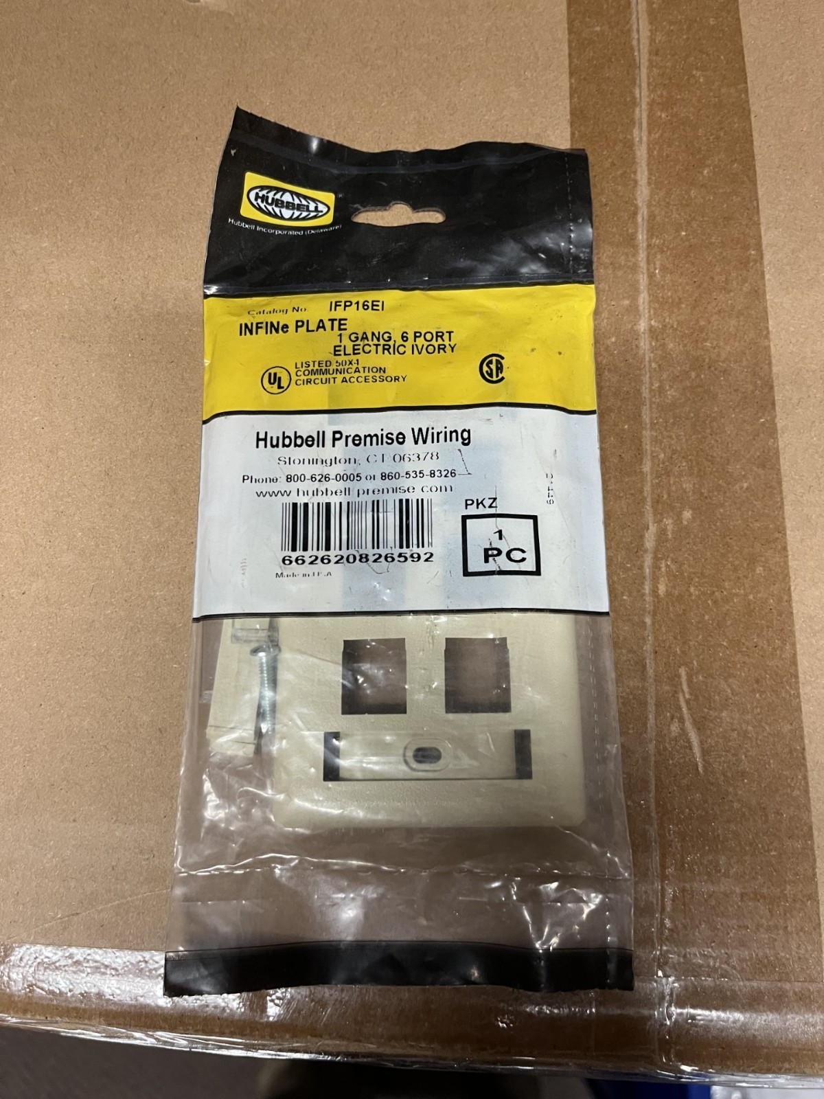 Hubbell INFINe 1-Gang 6 Port Faceplate, Electric Ivory - IFP16EI