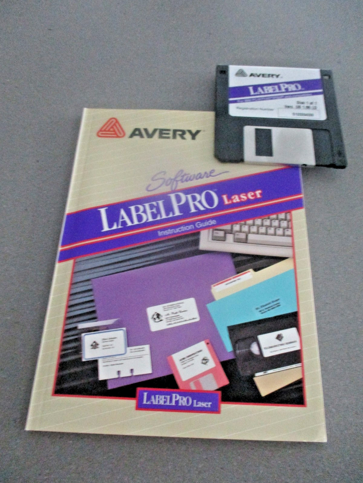 AVERY  Software Label Pro Laser Manual and Disk Vintage