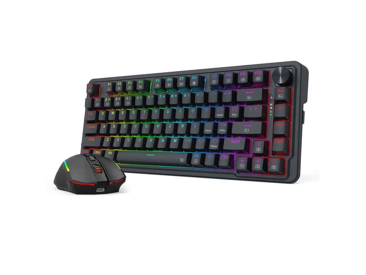 Redragon S168 3-Mode Wilreess Gaming Keyboard & Mouse Combo, 81 Keys K673 PRO RG