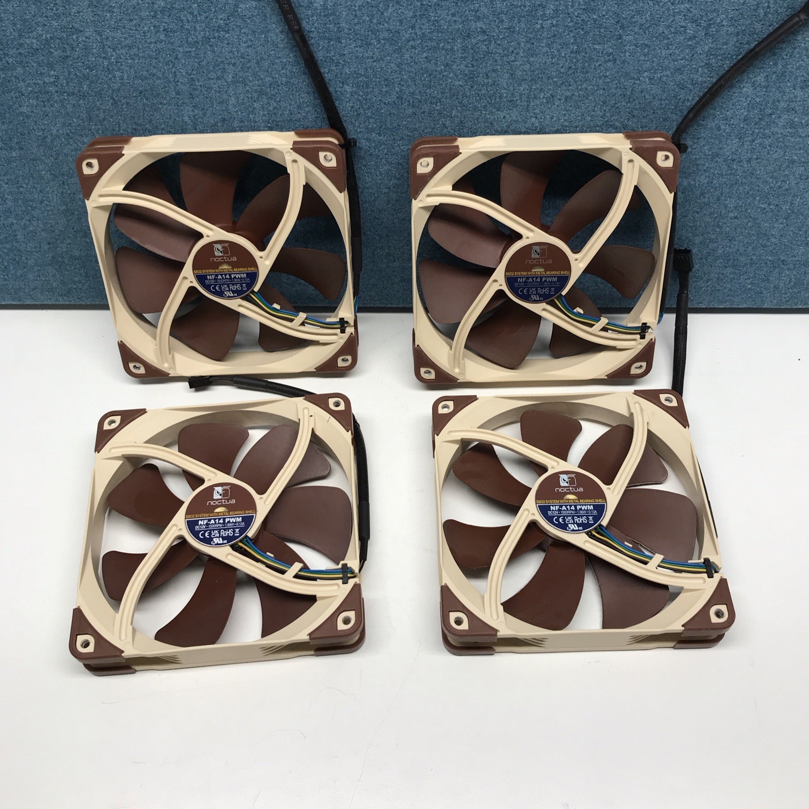 Lot Of 4 Noctua NF-A14 PWM 140mm SSO2 Case Fan 1500 RPM 4-Pin Brown Beige