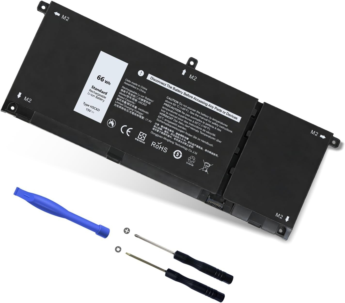 Upgraded 66Wh H5CKD 15V Laptop Battery Replacement for Dell Inspiron 5400 5406 7