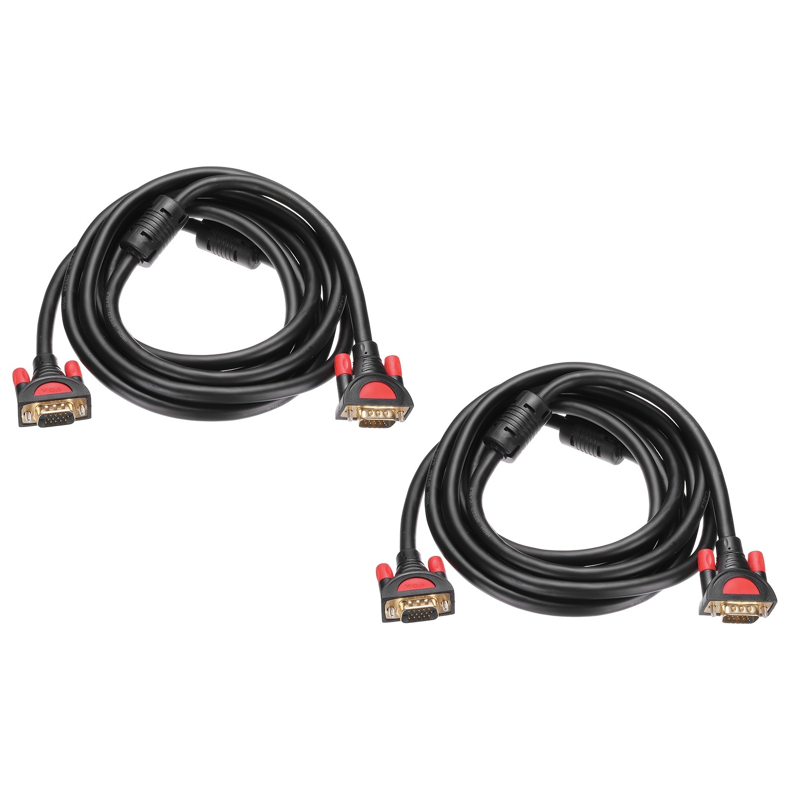 2 PCS VGA Cable (10 ft 15 Pin) - Male to Male Video Cable Adapter Cord Black