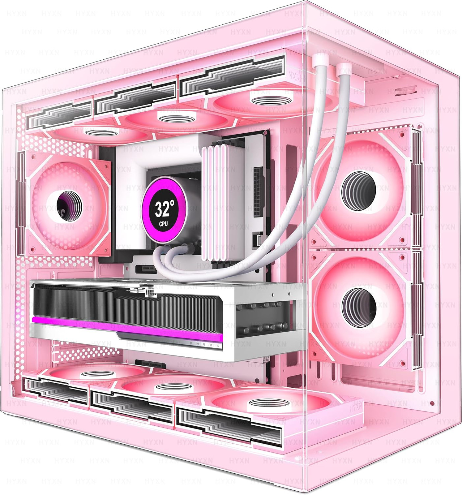 H3 ATX PC Case - Pre-Installed with 6 Infinity Mirror PWM ARGB Fans - Compact