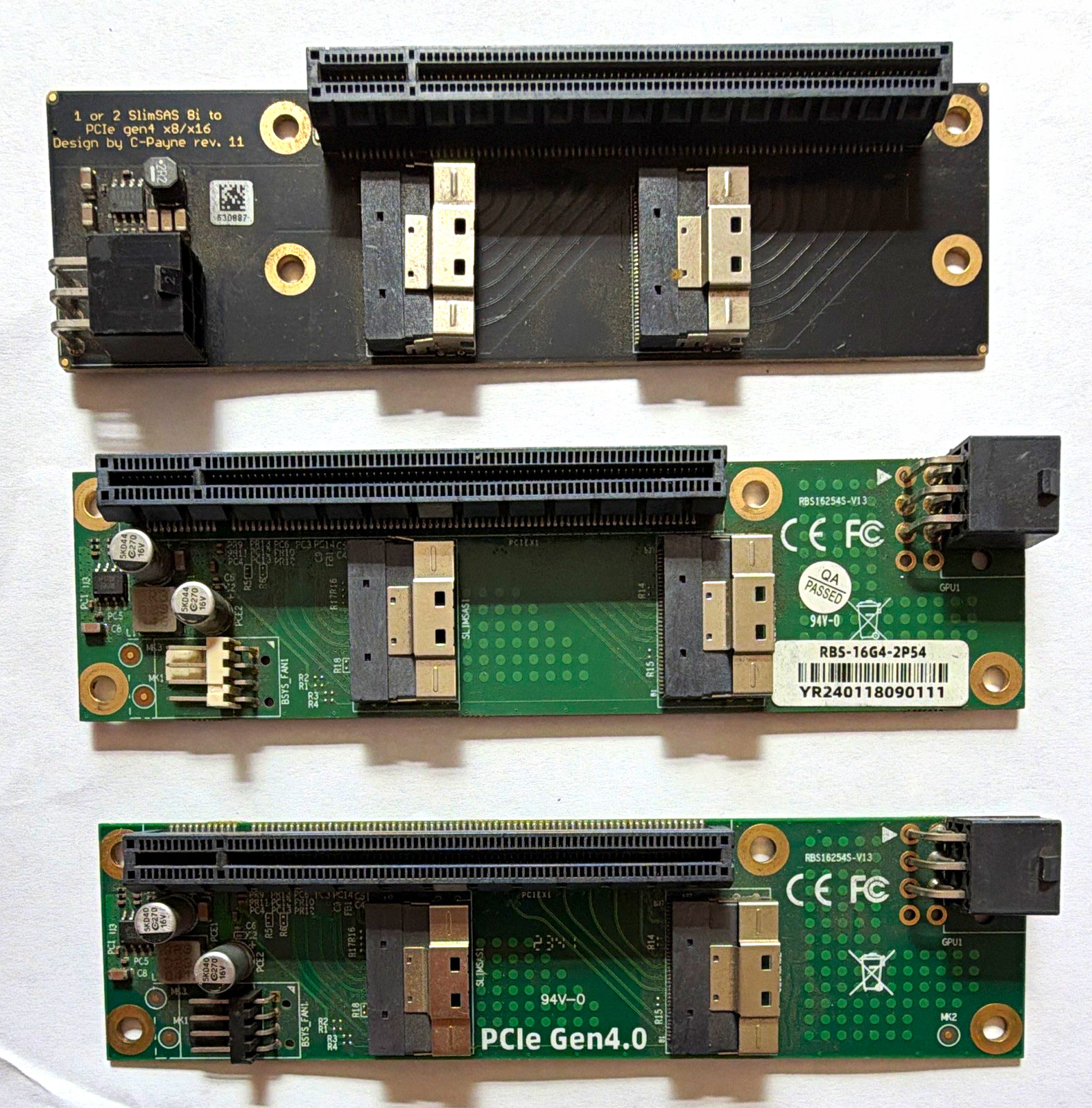 PCI Express 4.0 x16 Riser/Adapter Board 2-Port SlimSAS 8i RBS-16G4-2P54