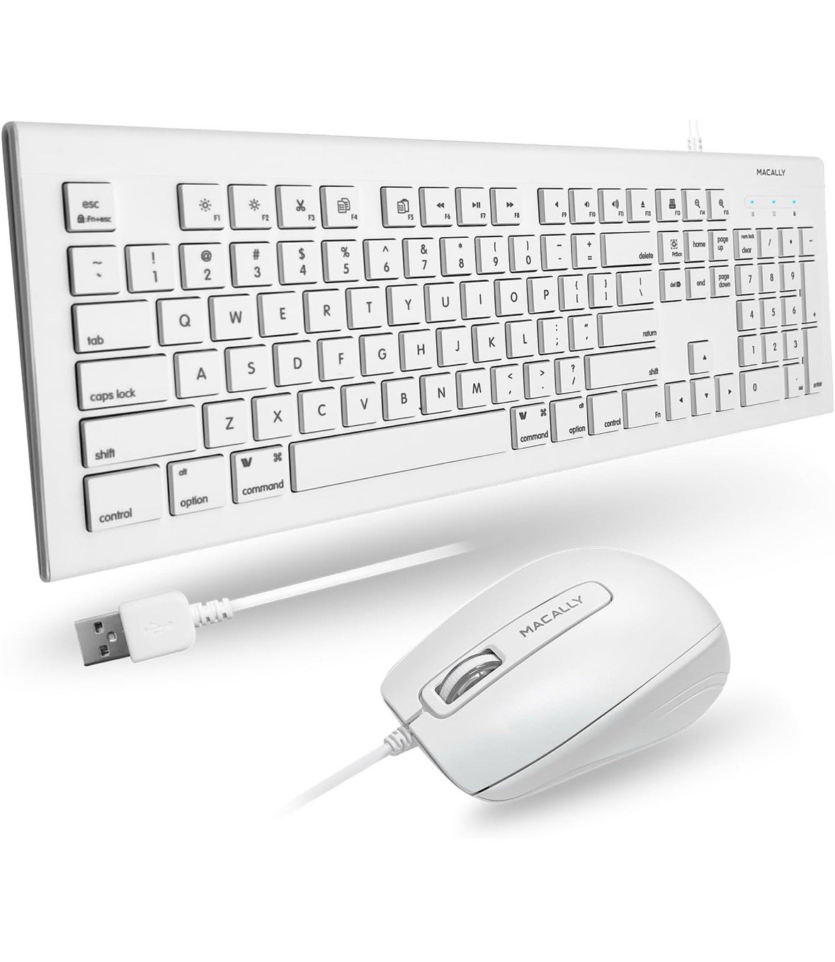 Macally 104 Key full-size USB keyboard And Optical Mouse Combo For Mac And PC