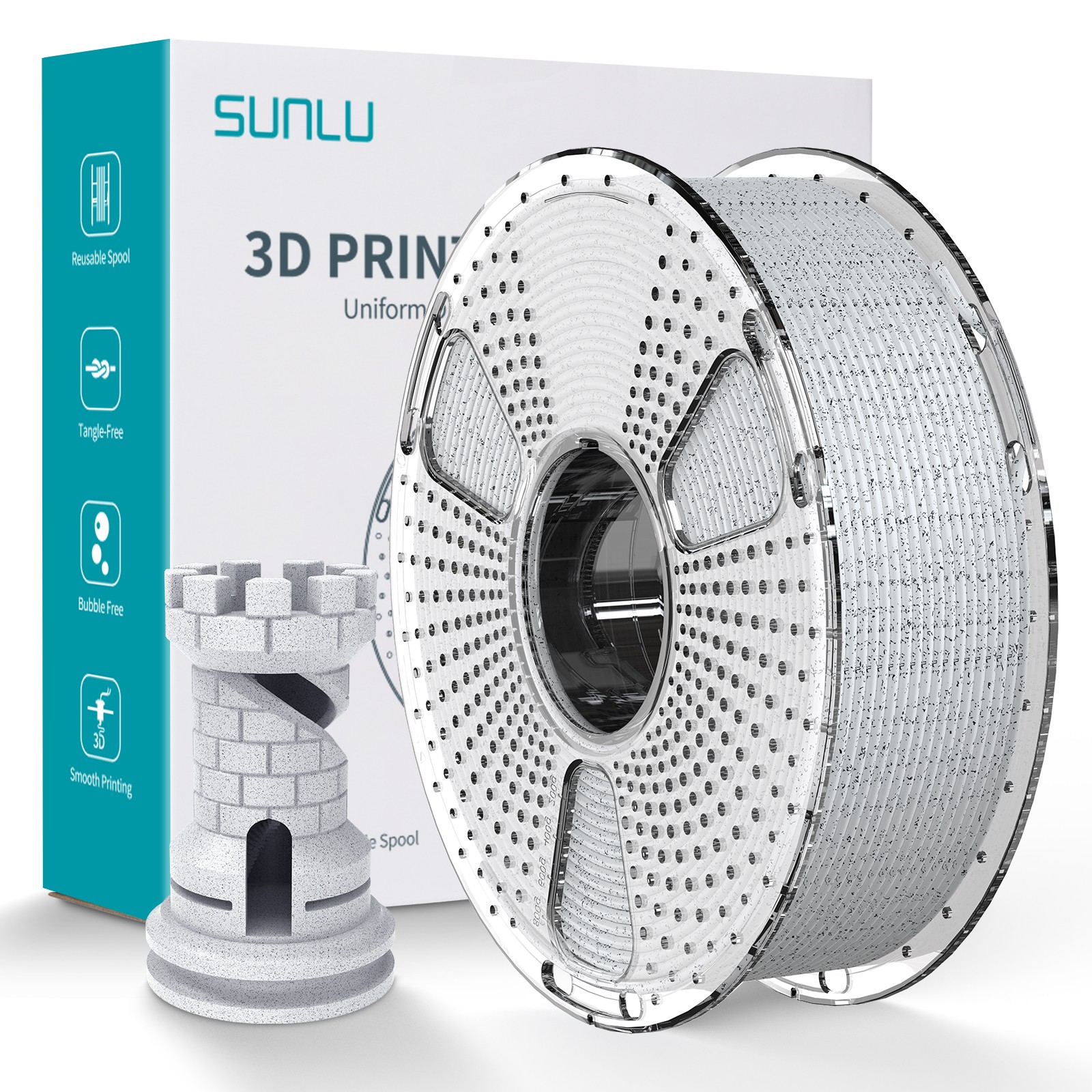 SUNLU Oreo Marble PLA 3D Printer Filament 1.75mm PLA 1KG,600mm/s High Speed