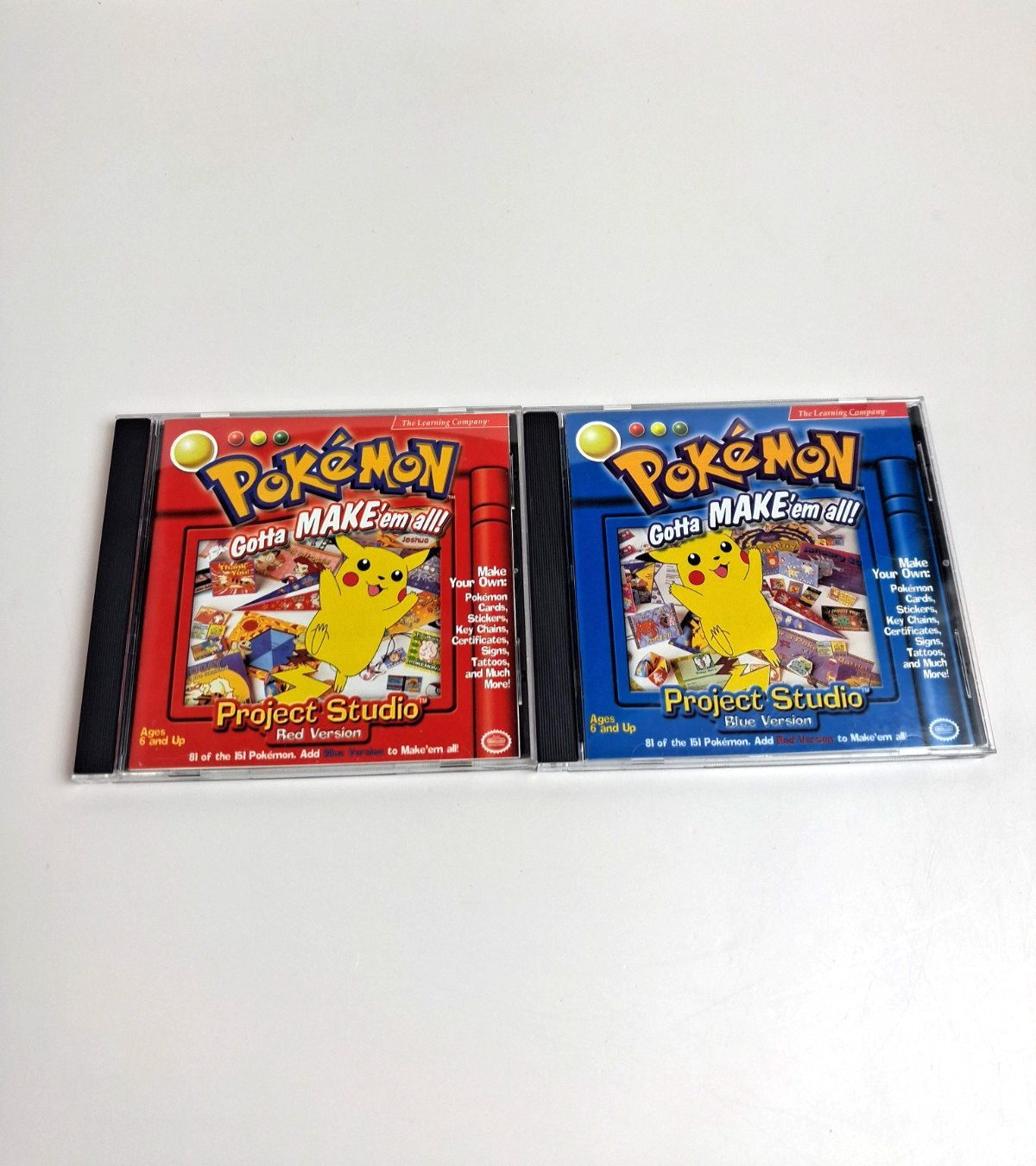 VTG Pokémon Gotta MAKE 'em all Project Studio RED & BLUE Lot (PC CD-ROM, 1999)