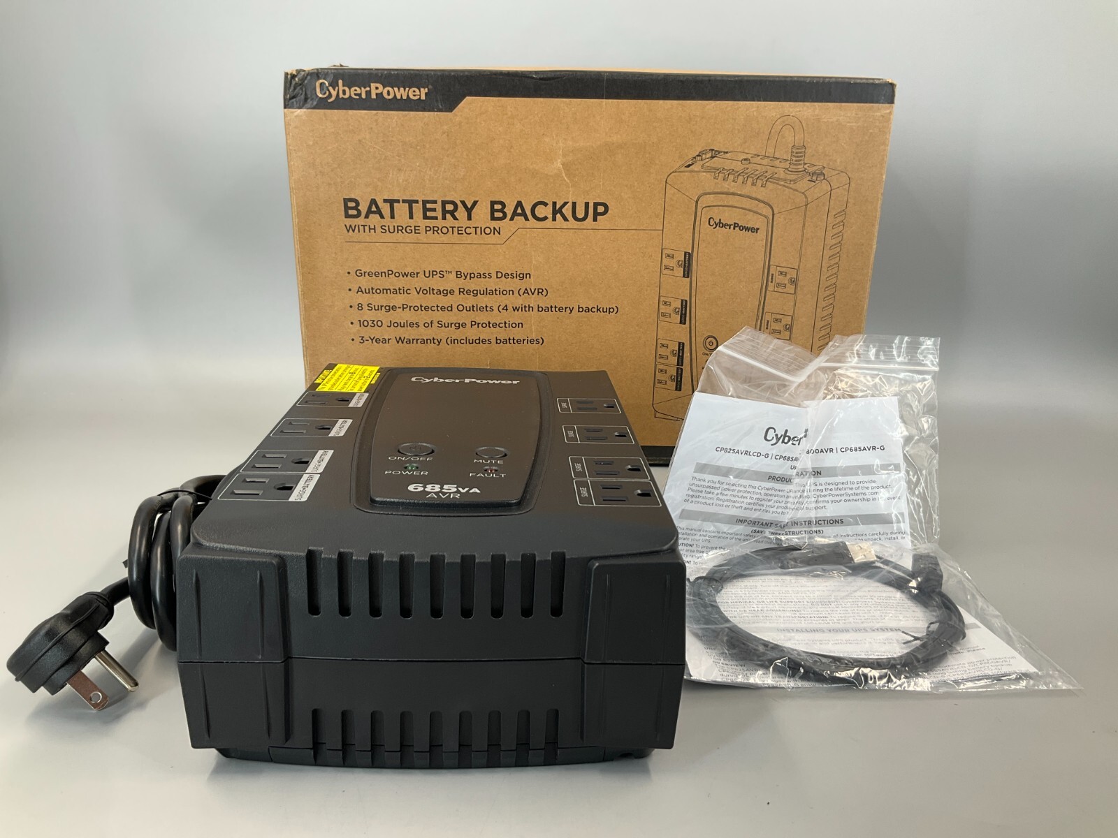 CyberPower 685VA AVR CP685AVRG ✅ ❤️️ ✅ ❤️️ NEW OPEN BOX ✅ ❤️️ ✅ ❤️️
