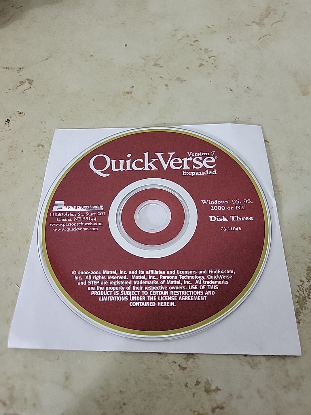 Quick Verse Version 7 Expanded Windows 95/98 2000 NT Bible Reference CD Disc 3