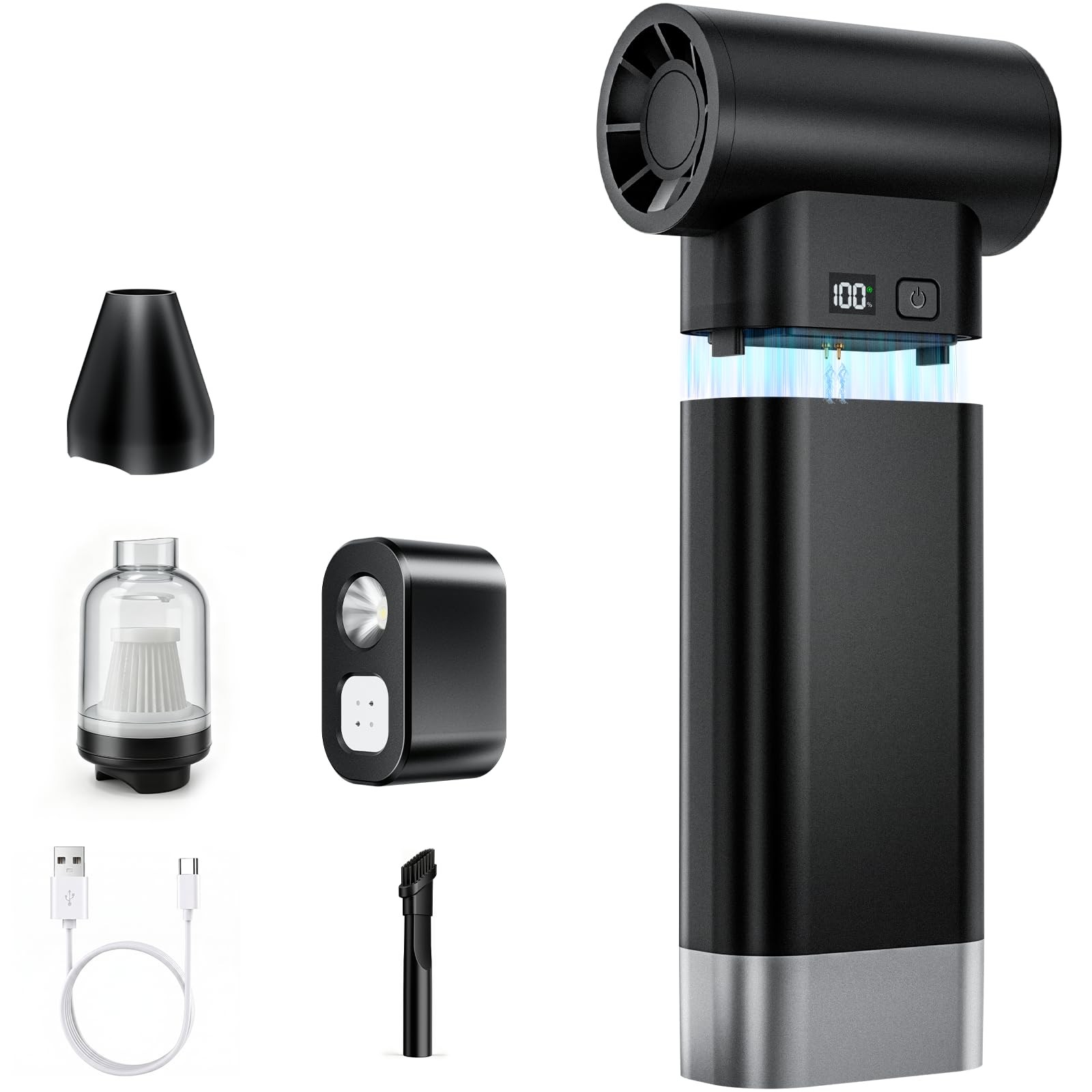 Multif Electric Air Duster Blower Fan Vacuum Cleaner Inflate Light Travel Car
