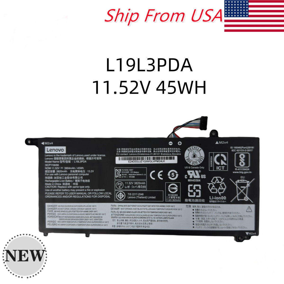 OEM 45WH L19D3PDA L19C3PDA L19L3PDA Battery For Lenovo ThinkBook 14 15 G2 G3 G4