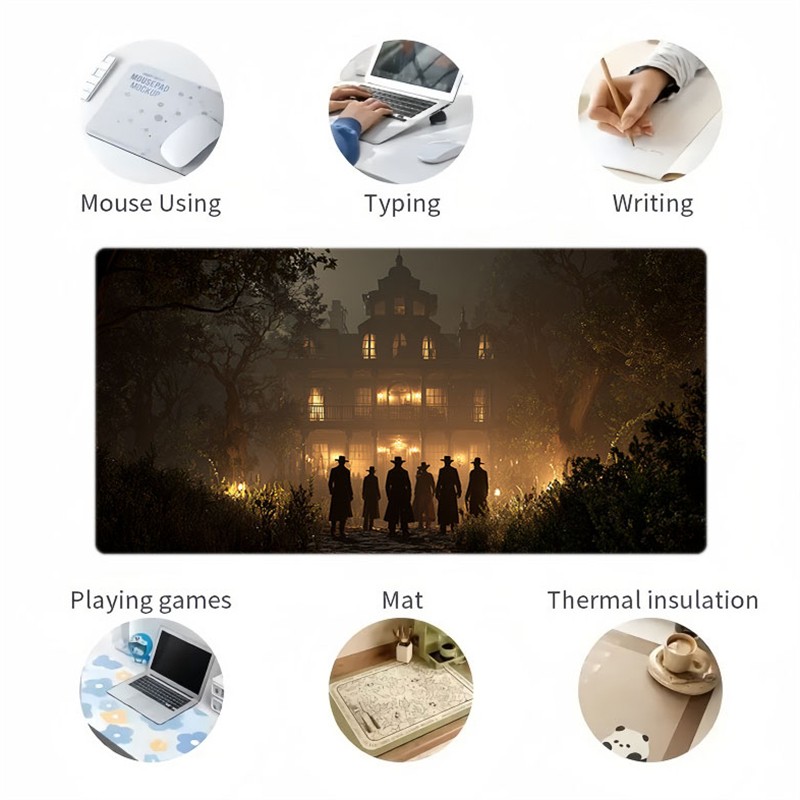 1pc Western Frontier Adventure Design Office Mouse Pad - Non-Slip Rubber Base,