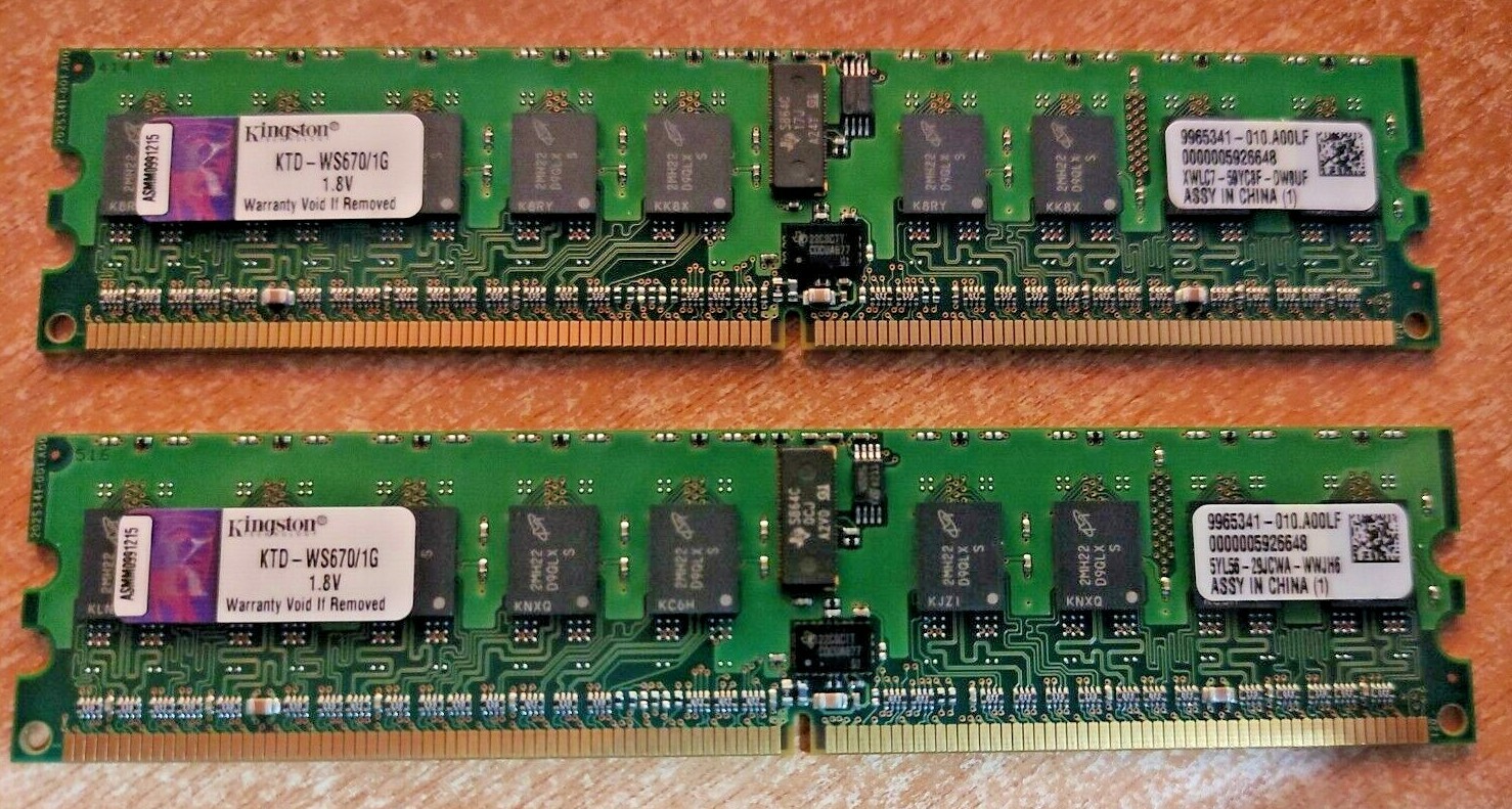 Kingston PC2-3200 1 GB DIMM 400 MHz DDR2 Memory (KTD-WS670/1G)