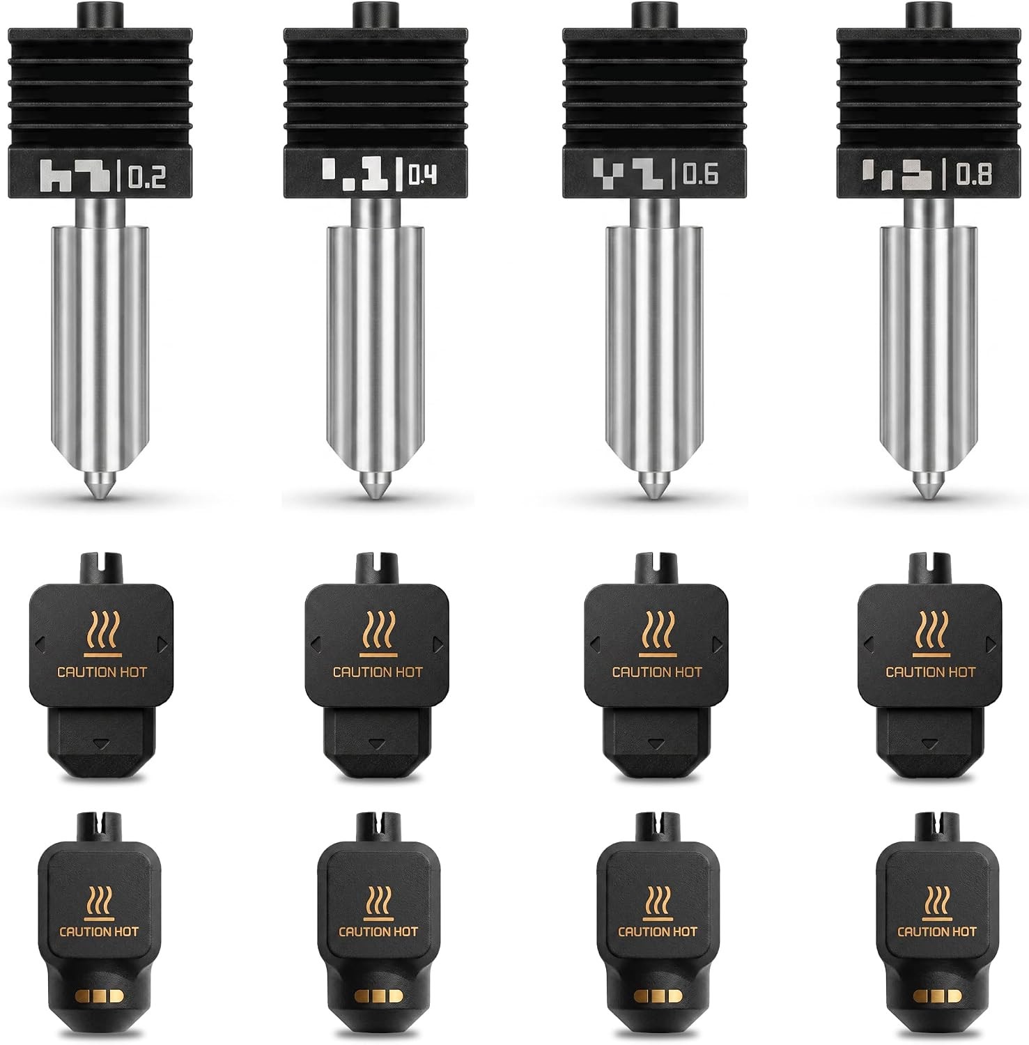 4PCS 0.2/0.4/0.6/0.8mm P2S Hotend for Bambu Lab P2S X2D H2D H2S H2C, Hardened