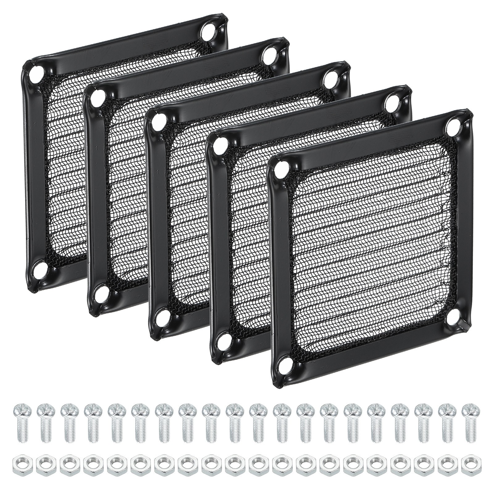 5Pcs 60mm Computer Fan Filter Grill w Screws w Mesh Dustproof Case Cover,Black