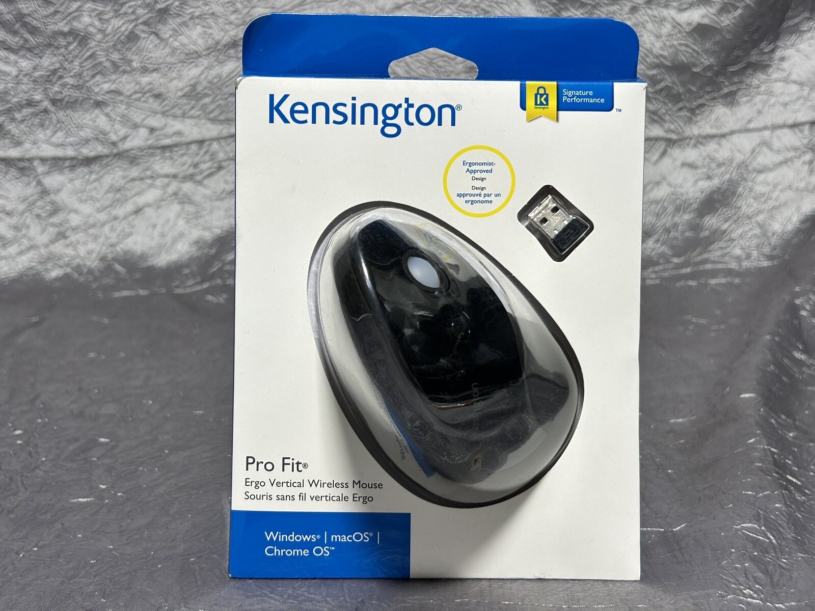 Kensington Pro Fit Ergo Vertical Wireless Mouse- Black (K75501WW) NIB