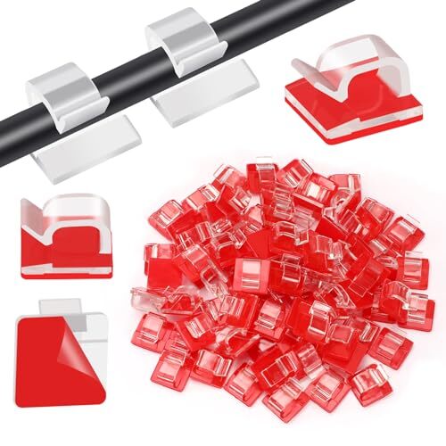 80 PCS Adhesive Cable Clips Christmas Clear Light Strip 14 mm Transparent