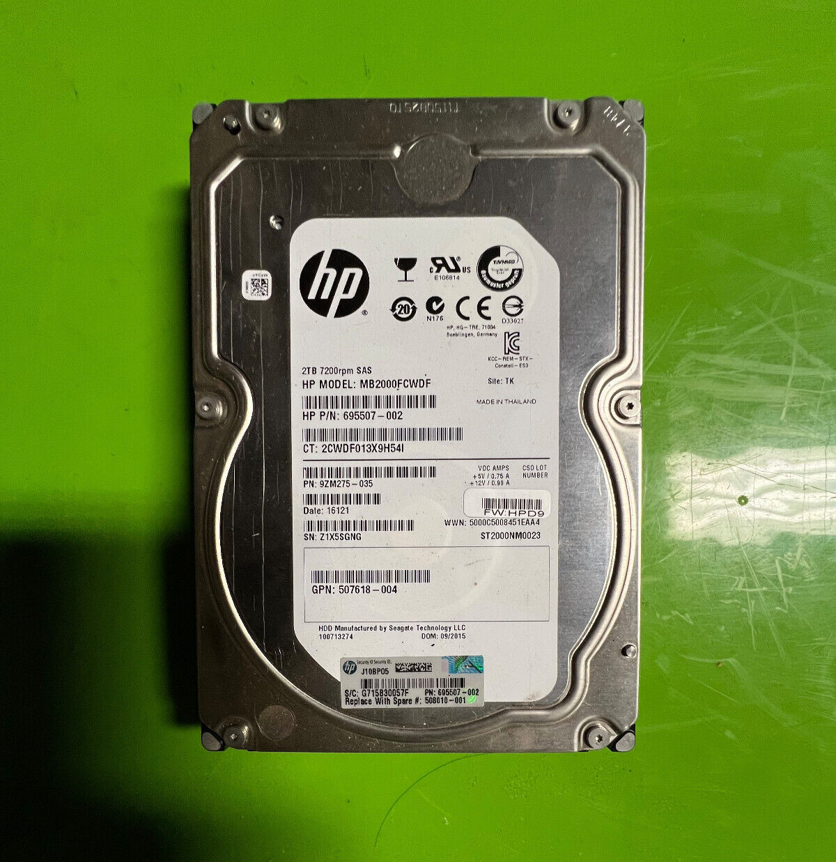 HP 2TB 3.5-inch LFF SAS 6Gb/s 7.2K RPM Midline (MDL) 695507-002, MB2000FCWDF