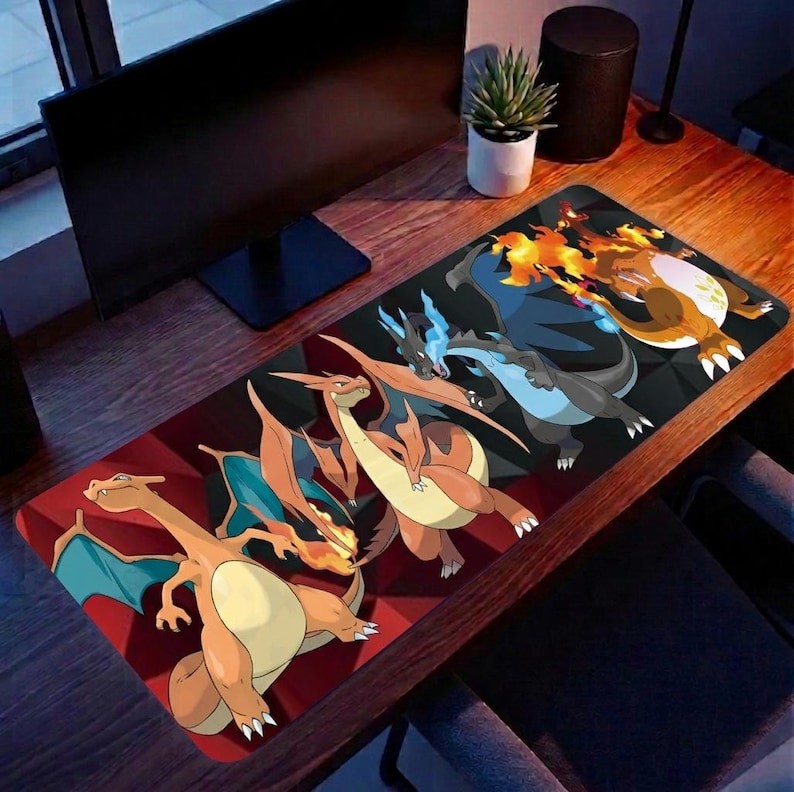 Pokemon - Charizard Evolution - Desk Pad Mouse Pad Desk Mat Accessories
