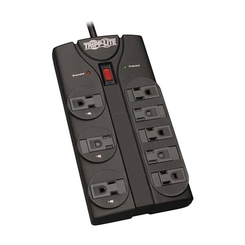8 Outlet Surge Protector Power Strip, 1440 Joule, 15A, Black