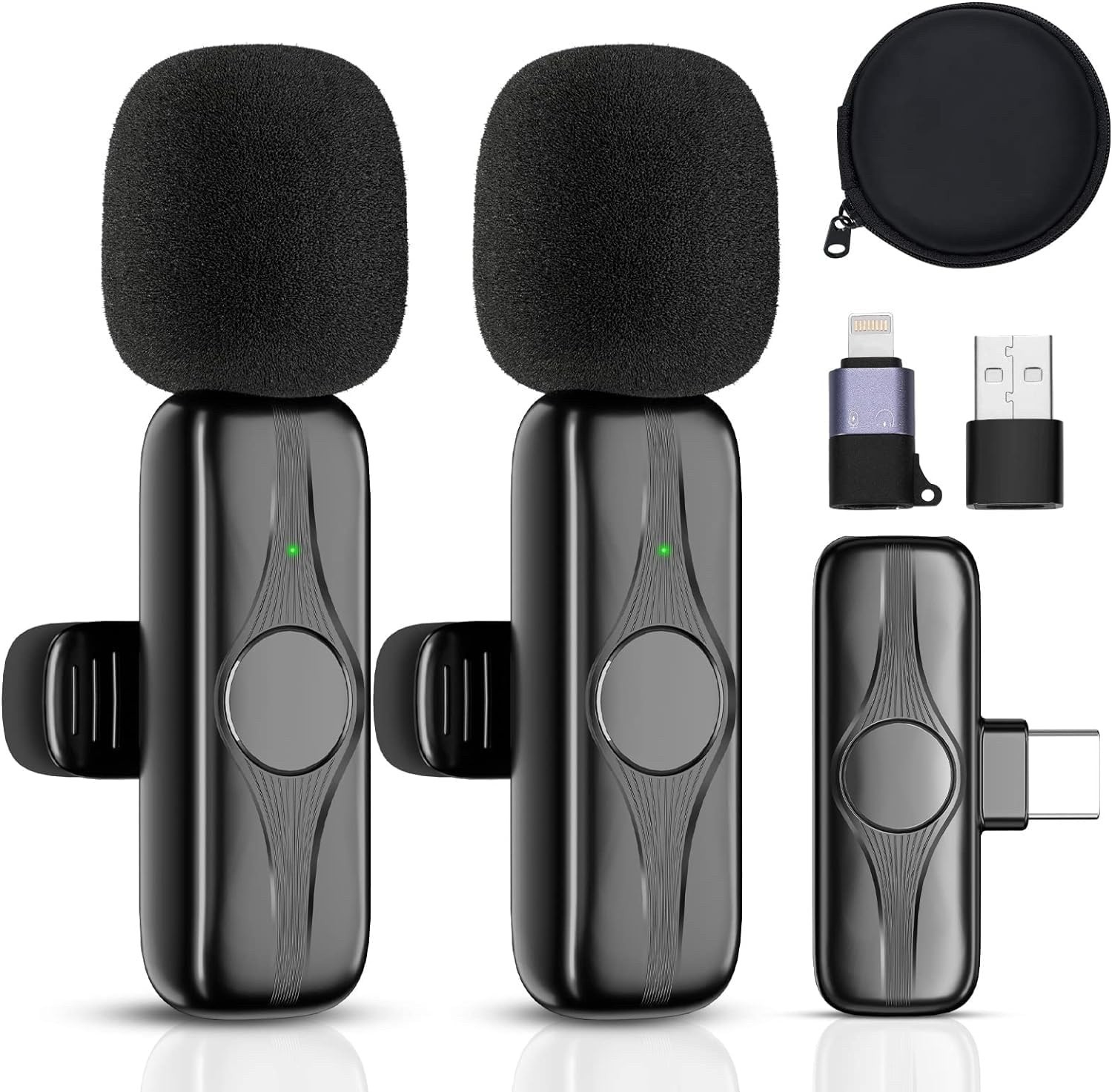 2 PK Wireless Lavalier Microphone Android iPhone Live-Stream YouTube Tik Tok