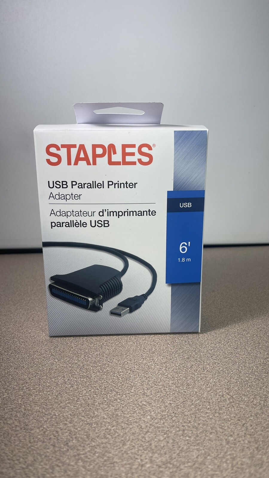 Staples 6' USB Parallel Printer Adapter Cable - Black, New Fast US Shipping