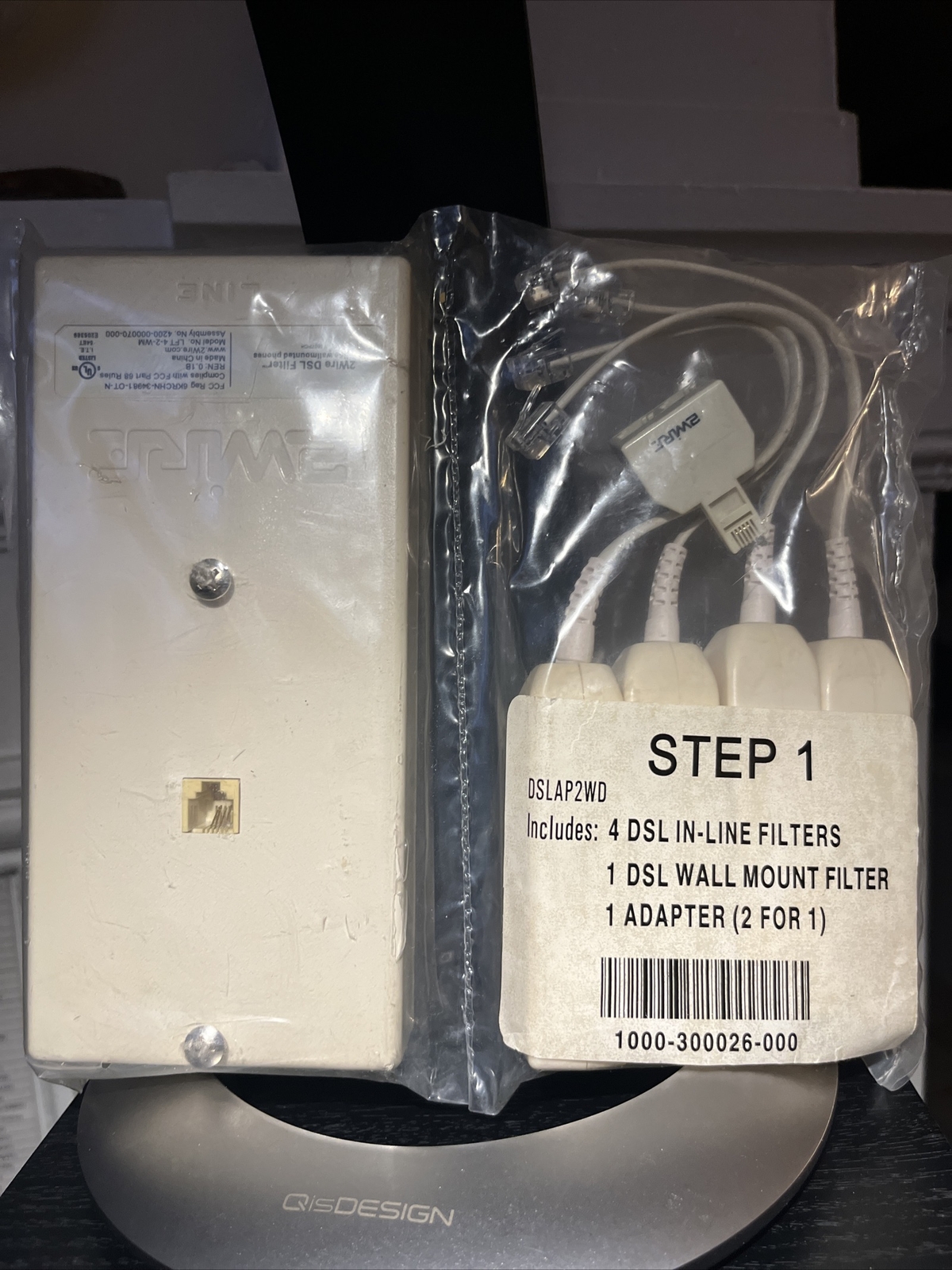 2 Wire Filter Kit 4 DSL Inline Filters, 1 DSL Wall Mount Filter & 1 Adapter. NEW