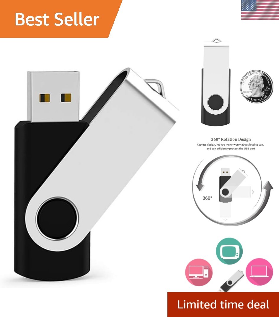 64GB USB Flash Drive - Swivel Memory Stick with Easy Plug & Play Design