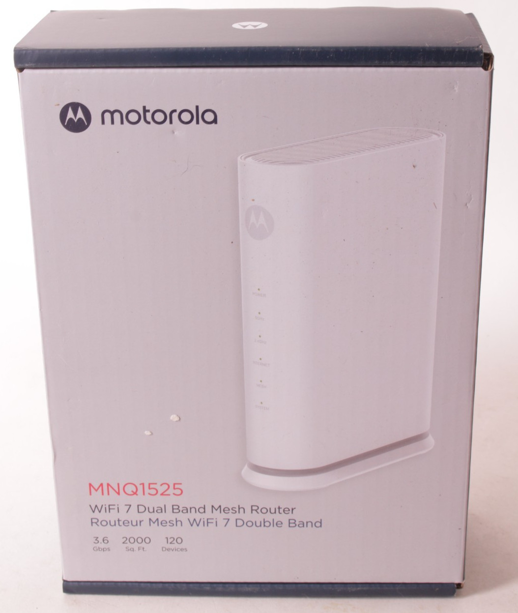 NEW Motorola MNQ1525, WiFi7 BE3600 Router with Easy Mesh, White, single pack