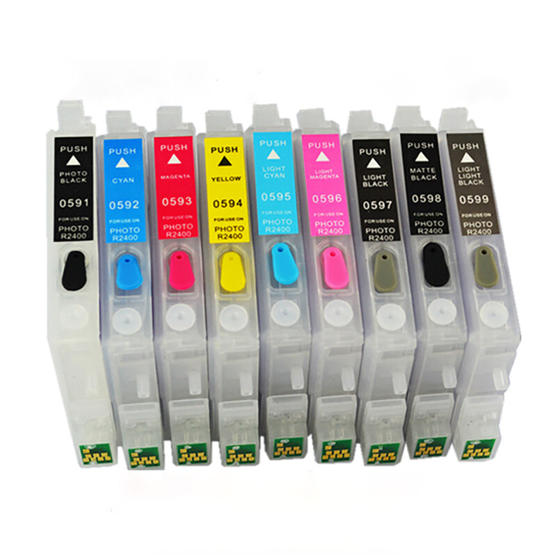 1PC For  R2400 Printer With ARC Chip T0591-T0599 Empty Refillable Ink Cartridge 