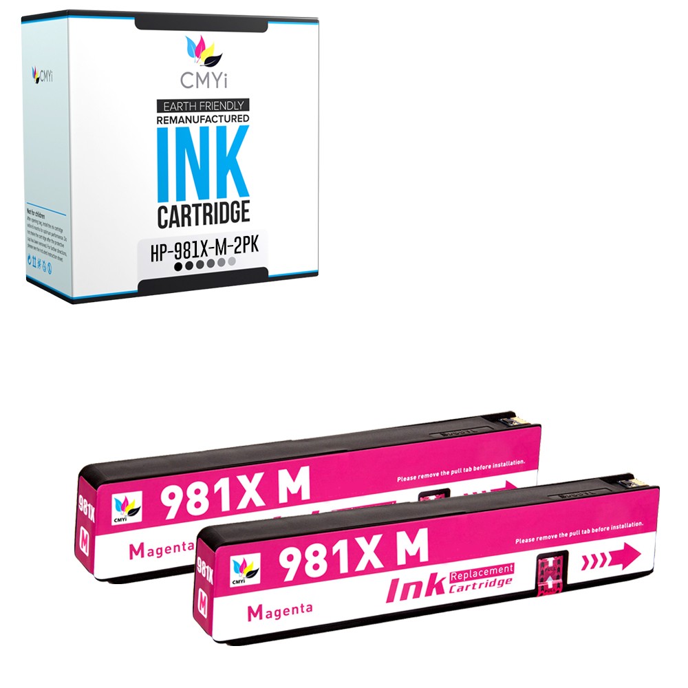 CMYi 2PK Compatible 981X Magenta Ink Cartridges for HP PageWide Managed E55650dn