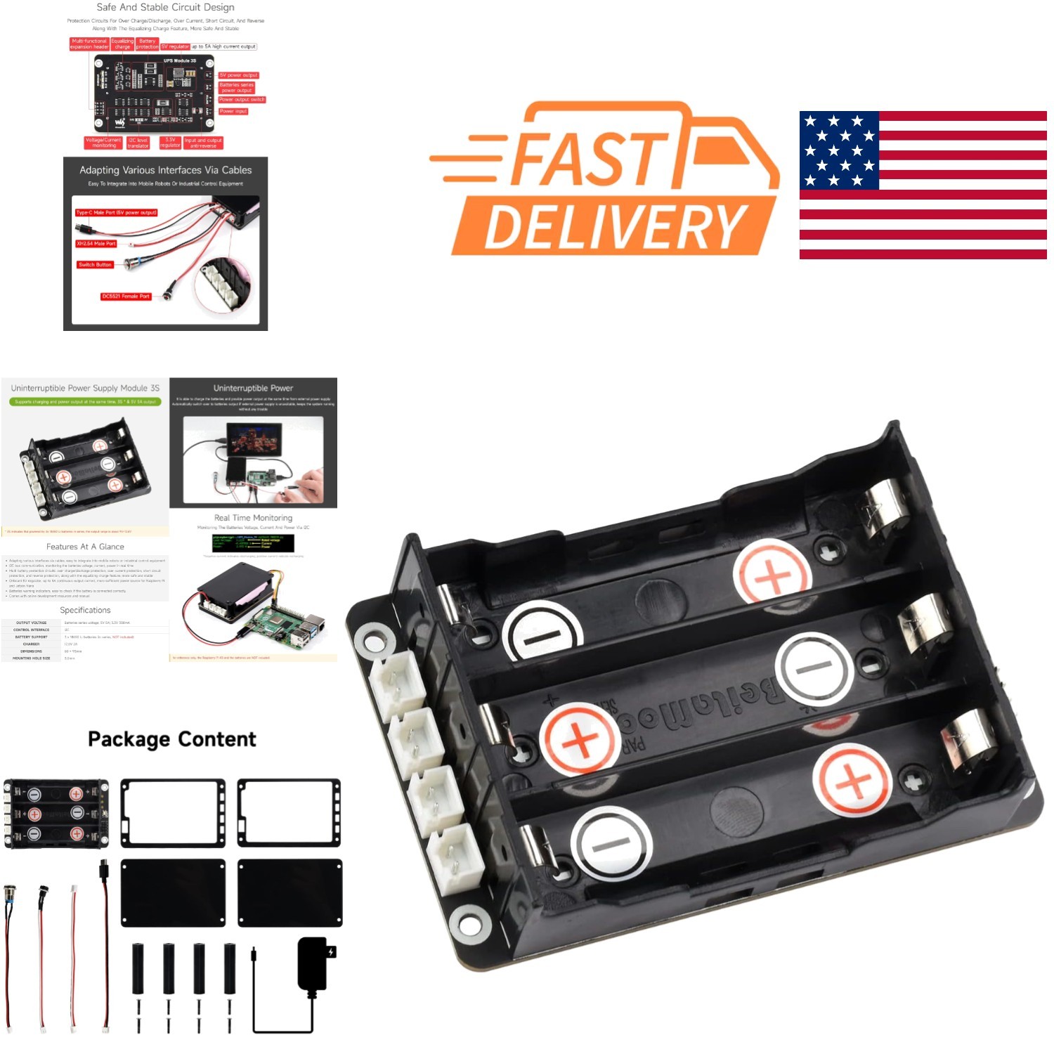 5V 5A UPS Power Supply Module Compatible with Raspberry Pi and Jetson Nano