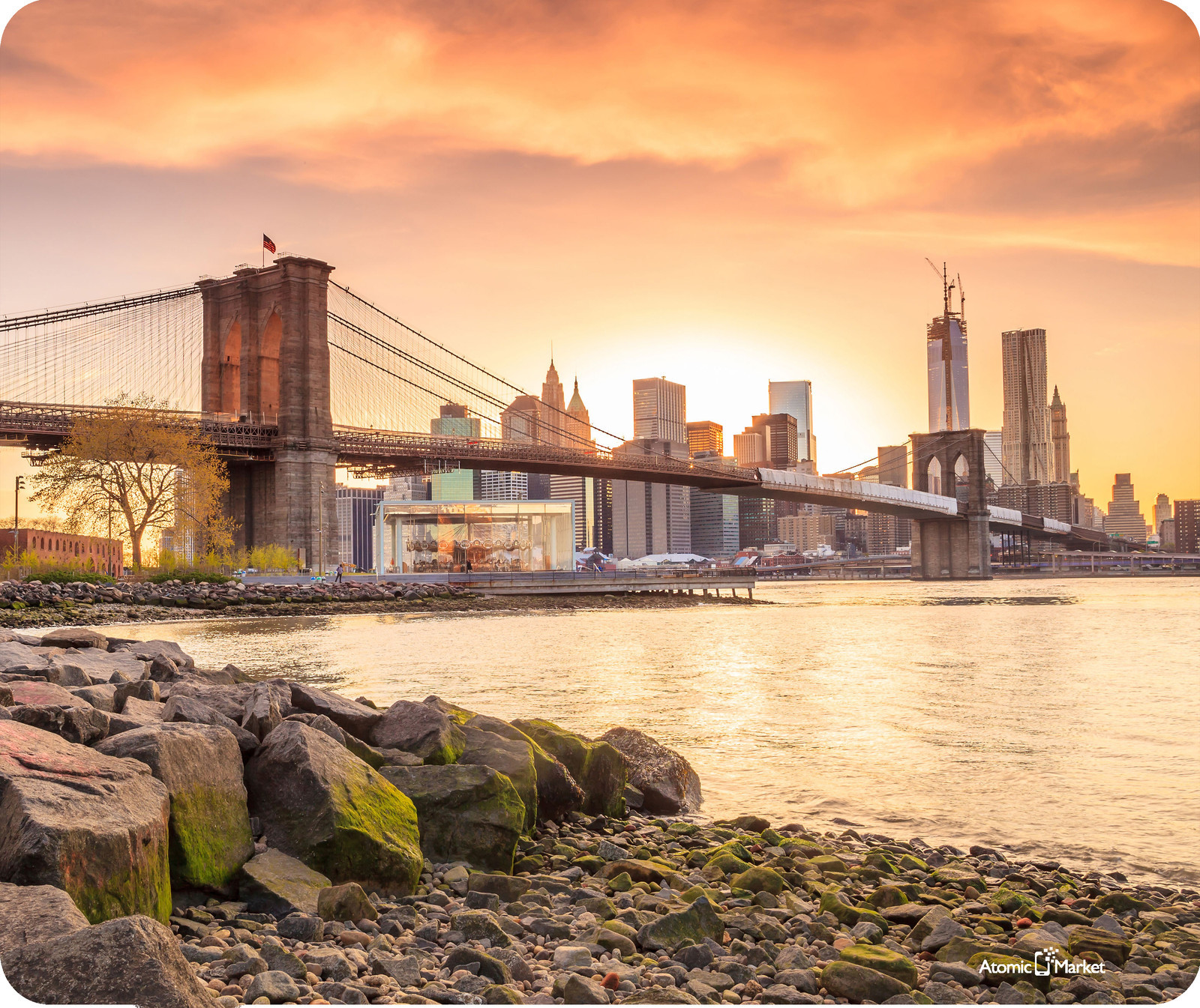 Brooklyn Bridge At Sunset Mouse Pad