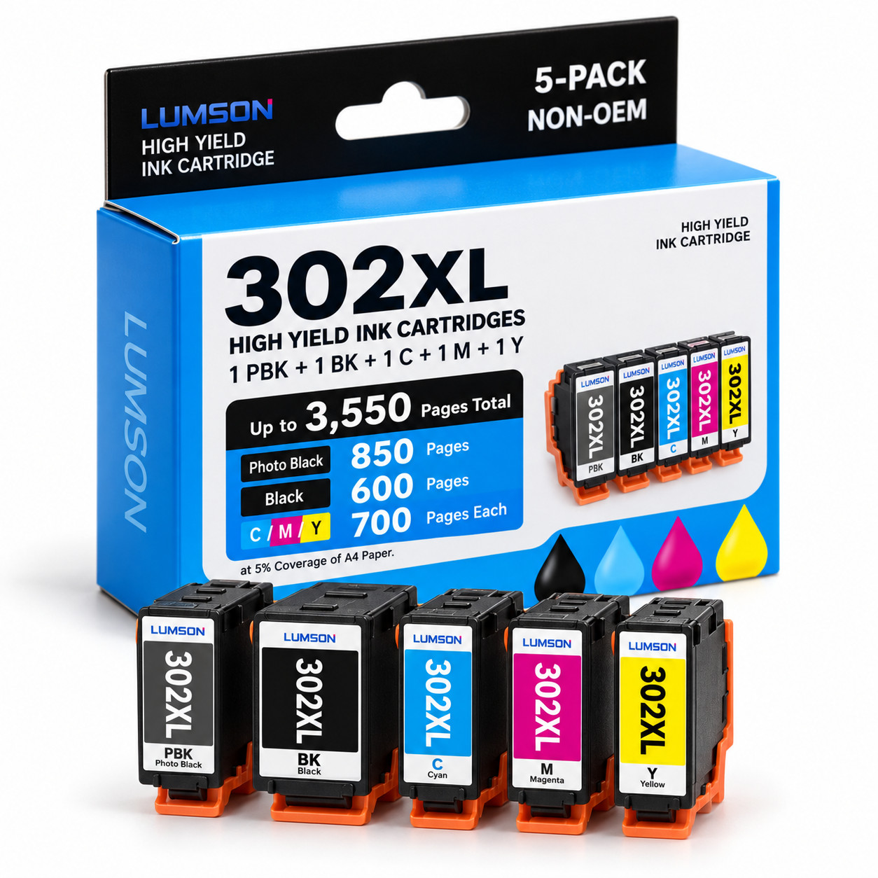302XL T302XL Printer Ink Cartridge for Premium XP-6100 XP-6000 XP6000 XP6100 5PK