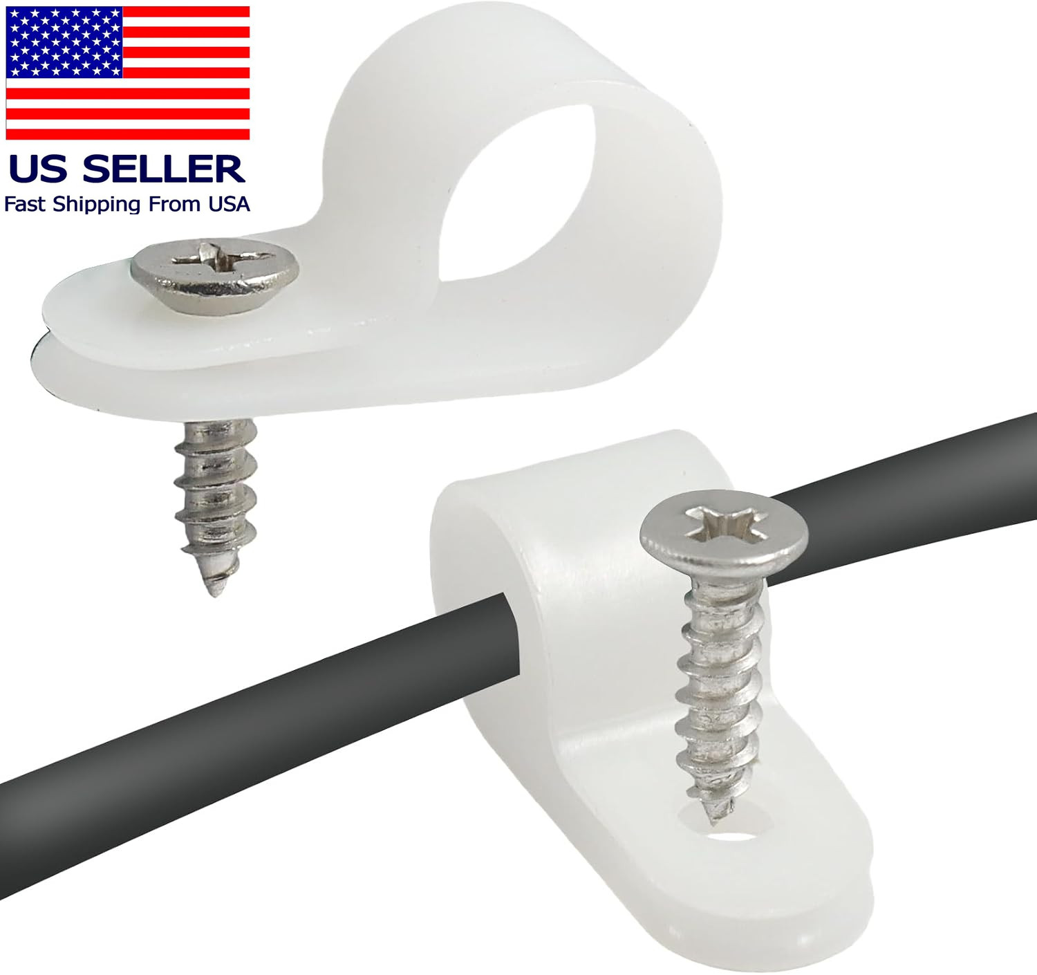 1/2 in P-Type Rope Light Clips, 100 Pcs Nylon Cable Clamps, White