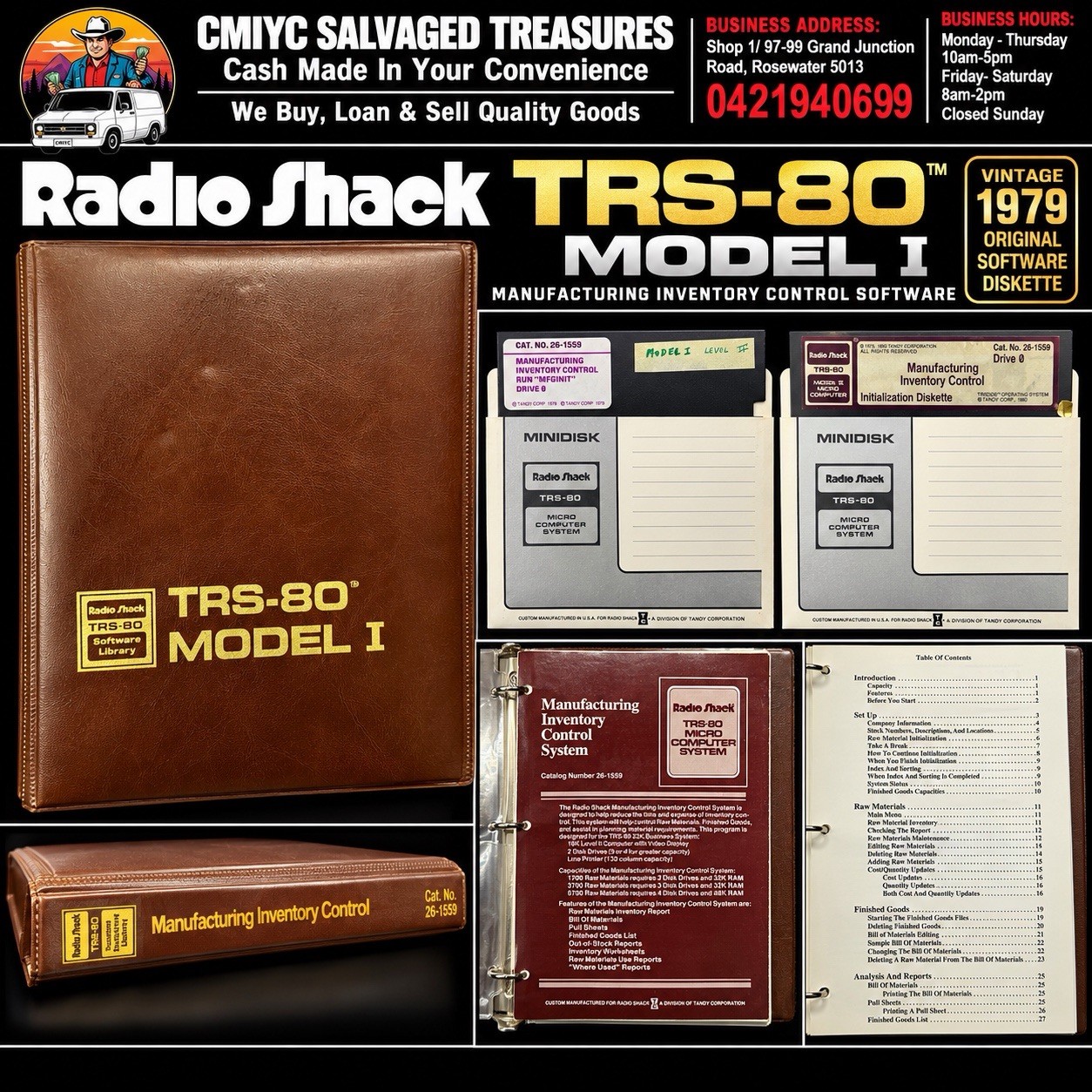Vintage Radio Shack TRS-80 Model I Manufacturing Inventory Software 1979 Disk