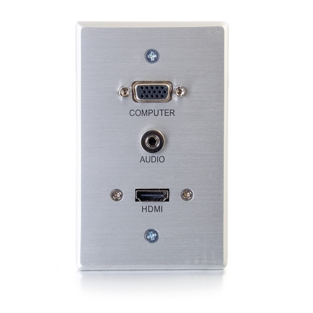 HDMI, VGA + 3.5mm Pass Through Single Gang Wall Plate - Aluminum-C2G