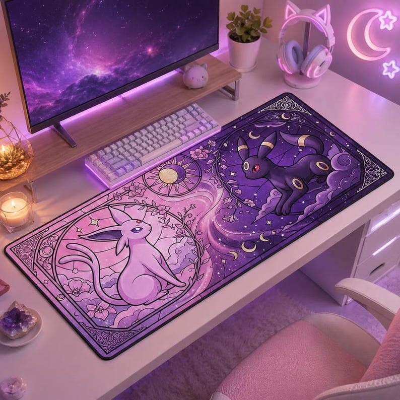 Espeon Umbreon Pokemon 75987 Gaming Desk Mat Mouse Pad