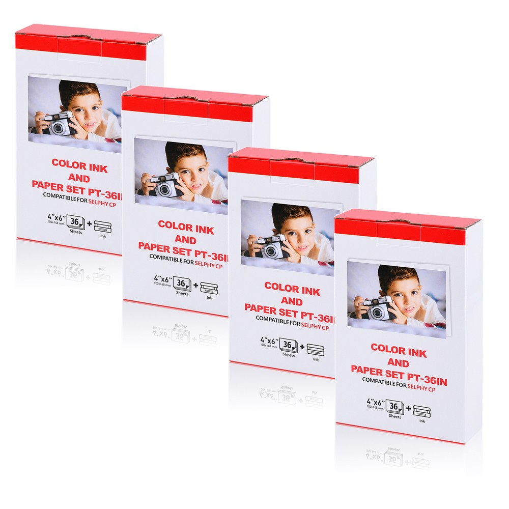 4SETS Compatible KP-36IP for Canon Selphy CP1300 Ink Cassette + 4X6in 36 Paper