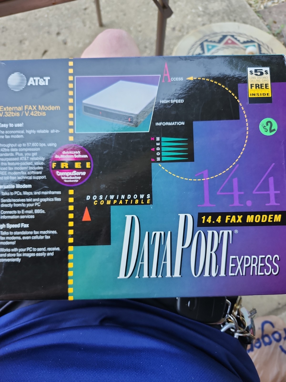 AT&T DataPort Express 14.4 External Fax Modem V.32BIS/V.42BIS Complete In Box